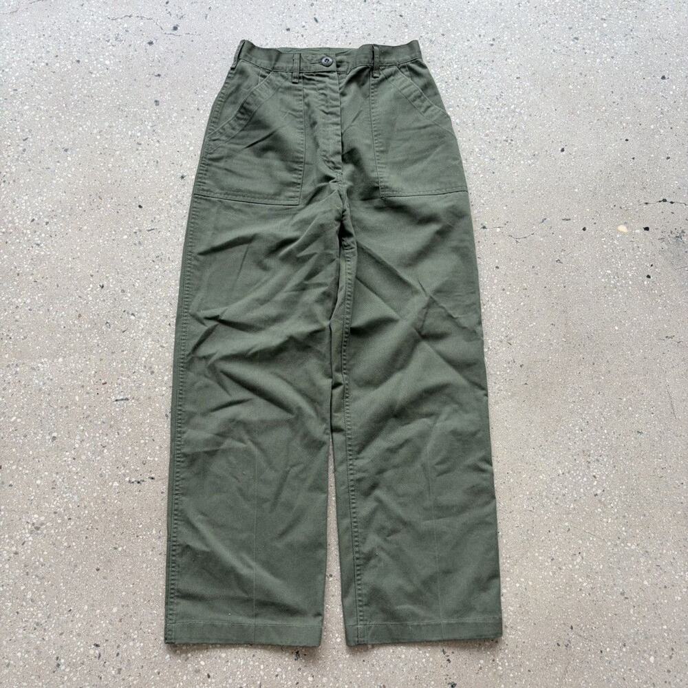 Vintage 70s US Army OG-507 Green Canvas Fatigue Pants 26x26